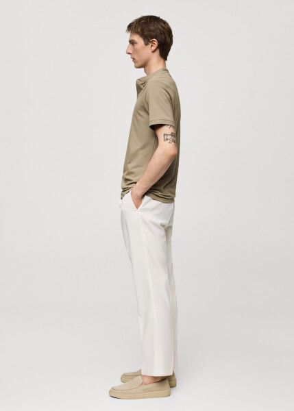 Vanilla colored cotton lyocell pleated trousers - 54