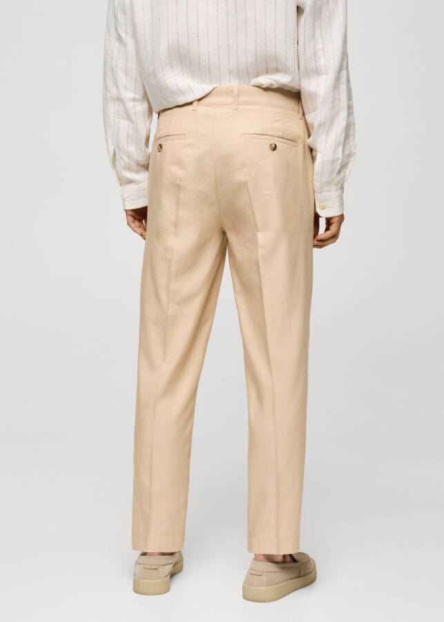 Vanilla colored cotton lyocell pleated trousers - 41