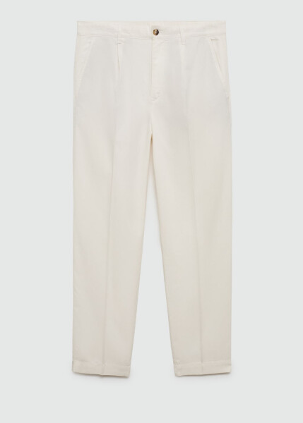 Vanilla colored cotton lyocell pleated trousers - 29