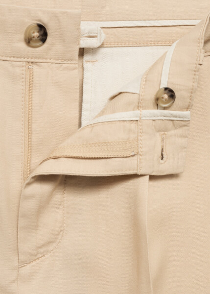 Vanilla colored cotton lyocell pleated trousers - 6