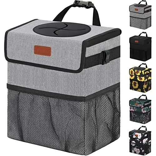 Vankor Car Trash Can Trash Bag Bin Hanging Suv o'tkazmaydigan Avtomobil Chiqindi Qutilari Oqishga qarshi Transport vositasi Chiqindi Quti kulrang - VANKOR