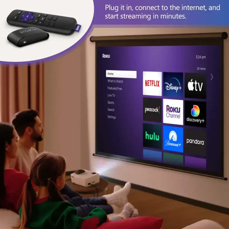 VANKYO Leisure 470 HD Mini Projector with Roku Express Streaming Player, 50000 Hrs LED Life, 240'' Display Screen for Home Theater & Outdoor Movies - 4