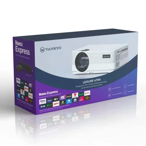 VANKYO Leisure 470 HD Mini Projector with Roku Express Streaming Player, 50000 Hrs LED Life, 240'' Display Screen for Home Theater & Outdoor Movies - 9