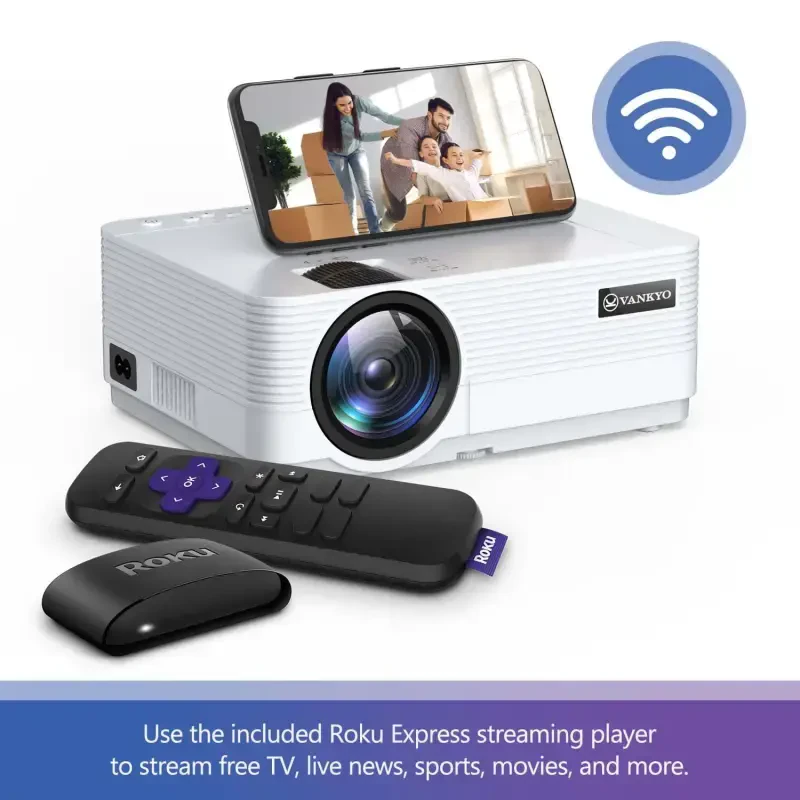 VANKYO Leisure 470 HD Mini Projektor Roku Express Streaming Player, 50000 Hrs LED Hayot, 240'' Displey Ekrani Uy Kino Teatri va Ochiq Havo Filmlari uchun - VANKYO