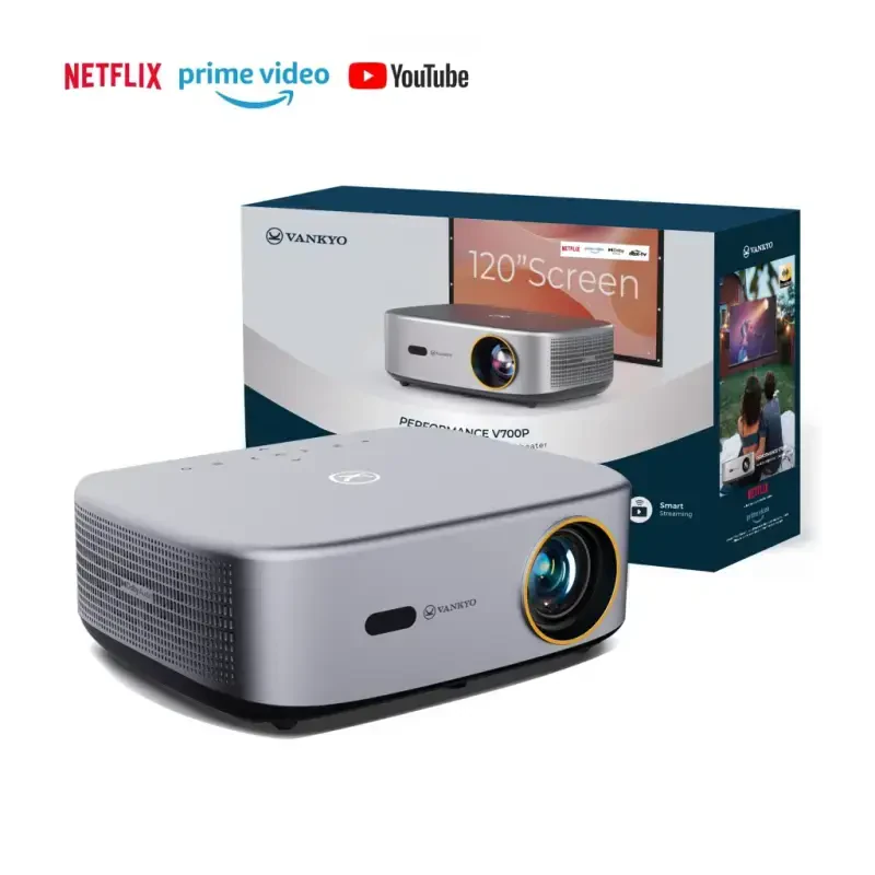 VANKYO Performance V700 Pro Asl 1080P Tashqi Kino Proyektori, O‘rnatilgan Videoni Strim qilish, Avtotrapetsiya, Avtofokus, Bluetooth, Ko‘chma Proyektor, 120