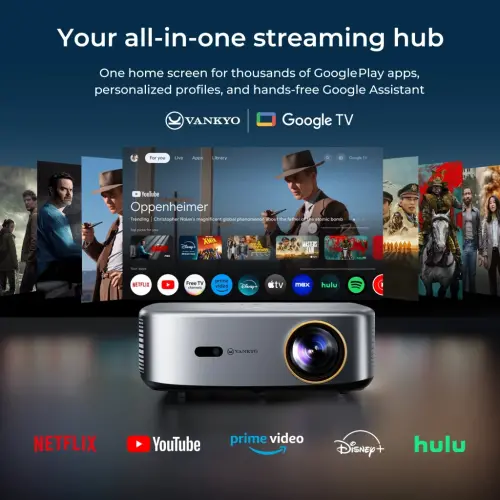 VANKYO Performance V700 Pro Настоящий 1080P Уличный кинопроектор, Встроенное потоковое видео, Автоматическая коррекция трапецеидальных искажений, Автофокусировка, Bluetooth, Портативный проектор, Экран проектора 120