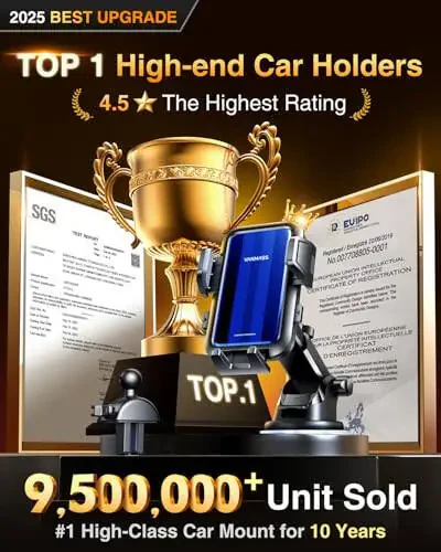 VANMASS True Upgrade [Top Military-Grade] Phone Holders for Your Car [Strongest Suction & Clip] Cell Phone Mount Dashboard Windshield Vent Stand Cradle for iPhone 16 Pro Max 15 14 13 Android, Blue - 1