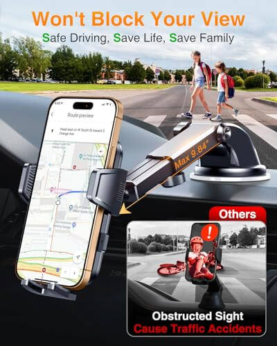 VANMASS 2024 【Top Military-Grade】 Phone Holders for Your Car 【Ultra Strongest Suction】 Cell Phone Mount Universal Dashboard Windshield Stand Cradle for iPhone 15 14 13 Pro Max Samsung Galaxy Android - 3