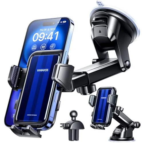 VANMASS 2024 【Top Military-Grade】 Phone Holders for Your Car 【Ultra Strongest Suction】 Cell Phone Mount Universal Dashboard Windshield Stand Cradle for iPhone 15 14 13 Pro Max Samsung Galaxy Android - 6