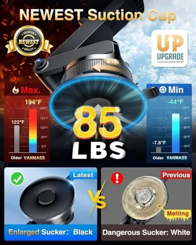 VANMASS [2024 Upgrade] Phone Holders for Your Car [Super Suction Cup] Cell Phone Mount Car Dashboard Window Vent Desk Fit for iPhone 15 Pro Max 14 13 Universal Handsfree Automobile Vehicle Cradle - 6