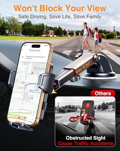 VANMASS 2024 Upgrade [Top Military-Grade] Car Phone Holder, [Newest & Strongest Suction] Cell Phone Car Mount Windshield Dashboard Vent Truck Stand Cradle for iPhone 15 Pro Max 14 13 12 Android - 9