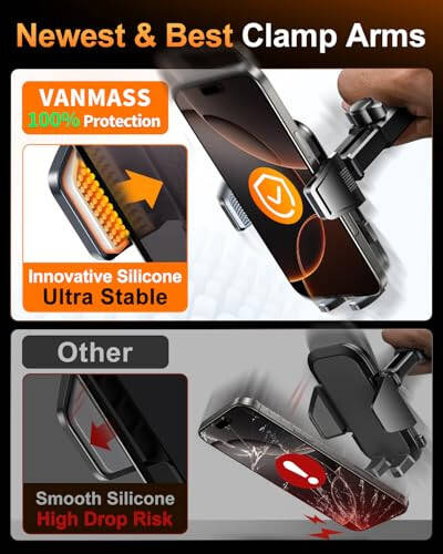 VANMASS 2024 Upgrade [Top Military-Grade] Car Phone Holder, [Newest & Strongest Suction] Cell Phone Car Mount Windshield Dashboard Vent Truck Stand Cradle for iPhone 15 Pro Max 14 13 12 Android - 8