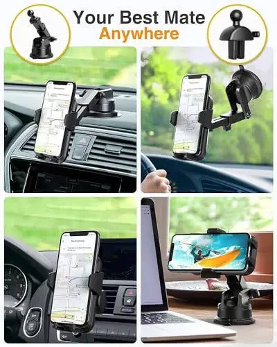 VANMASS [2025 Upgrade Phone Holders for Your Car [Super Suction Cup] Cell Phone Mount Car Dashboard Window Vent Desk Fit for iPhone 16 Pro Max 15 14 Universal Handsfree Automobile Vehicle Cradle - 4