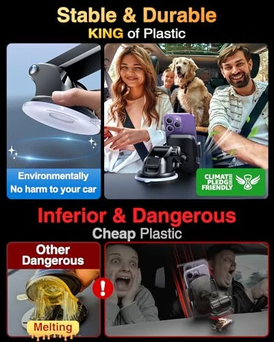 VANMASS 2025 True Upgraded Car Phone Holder, [85+ LBS Strongest Suction] Patent Safety Cell Phone Mount Windshield Dashboard Vent Truck Stand Cradle for iPhone 16 Pro Max 15 14 13 Android, Matt Blue - VANMASS (1)