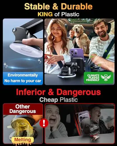 VANMASS 2025 True Upgraded Car Phone Holder, [85+ LBS Strongest Suction] Patent Safety Cell Phone Mount Windshield Dashboard Vent Truck Stand Cradle for iPhone 16 Pro Max 15 14 13 Android, Matt Blue - 2