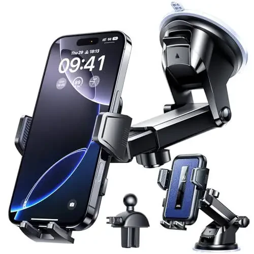 VANMASS 2025 True Upgraded Car Phone Holder, [85+ LBS Strongest Suction] Patent Safety Cell Phone Mount Windshield Dashboard Vent Truck Stand Cradle for iPhone 16 Pro Max 15 14 13 Android, Matt Blue - 3