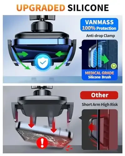 VANMASS 【85+LBS Strongest Suction & Military-Grade Ultimate Car Mount【Patent & Safety Certs】 Cell Phone Holder Truck Stand for GPS Vehicle Dashboard Windshield Vent for iPhone Samsung, Clear Black - 5