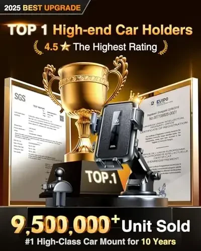 VANMASS 【85+LBS Strongest Suction & Military-Grade Ultimate Car Mount【Patent & Safety Certs】 Cell Phone Holder Truck Stand for GPS Vehicle Dashboard Windshield Vent for iPhone Samsung, Clear Black - 2