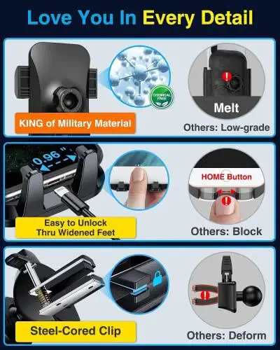 VANMASS [2024 Upgrade Phone Holders for Your Car [Super Suction Cup] Cell Phone Mount Car DashWindow Vent Desk Fit for iPhone 15 Pro Max 14 13 Universal Handsfree Automobile Vehicle Cradle，Purple - 6