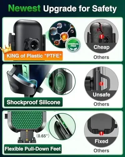 VANMASS 2025 【True Military-Grade】 Phone Holders for Your Car 【65 LBS Strongest Suction & Clip】 Ultimate Cell Phone Mount Dashboard Window Vent for iPhone 16 Pro Max 15 14 13 Samsung Android - 6