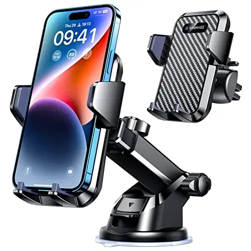 VANMASS 【65+KG En Güçlü Emme Gücü & Askeri Sınıf 2024 Nihai Araba Telefon Tutucu【Patent & Güvenlik Sertifikaları】 Cep Telefonu Tutucu Kamyon Standı Pano Rüzgarlık Havalandırma İçin iPhone 15 Pro Max 14 Samsung 