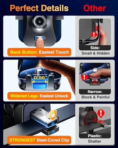 VANMASS 【65+LBS Strongest Suction & Military-Grade 2024 Ultimate Car Phone Mount【Patent & Safety Certs】 Cell Phone Holder Truck Stand for Dashboard Windshield Vent for iPhone 15 Pro Max 14 Samsung - 3