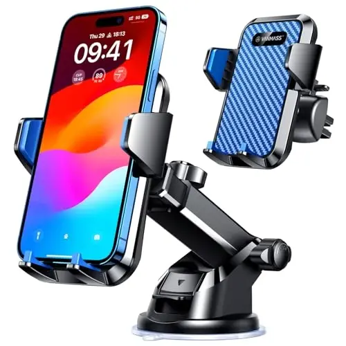 VANMASS 【85+LBS Eng kuchli so'rish & Harbiy darajadagi 2025 Ultimate Avtomobil Telefon O'rnatish【Patent Xavfsizlik Sertifikatlari】 Uyali Telefon Egalari Yuk Mashinasi Stand Dashbord Windshield Vent iPhone 16 15 Pro Max 14 Samsung uchun, Moviy - VANMASS (1)