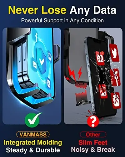 VANMASS 【85+LBS Eng kuchli so'rish & Harbiy darajadagi 2025 Ultimate Avtomobil Telefon O'rnatish【Patent Xavfsizlik Sertifikatlari】 Uyali Telefon Egalari Yuk Mashinasi Stand Dashbord Windshield Vent iPhone 16 15 Pro Max 14 Samsung uchun, Moviy - 5