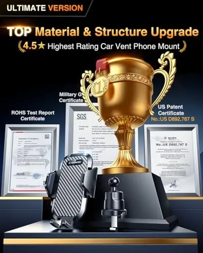 VANMASS 2026 Phone Holders for Your Car Ultimate Military-Grade Car Phone Holder Mount【Patent & Safety Certs】Upgraded Shockproof Truck Air Vent Phone Mount for iPhone 17 Pro Max 16 15 Samsung Android - 4