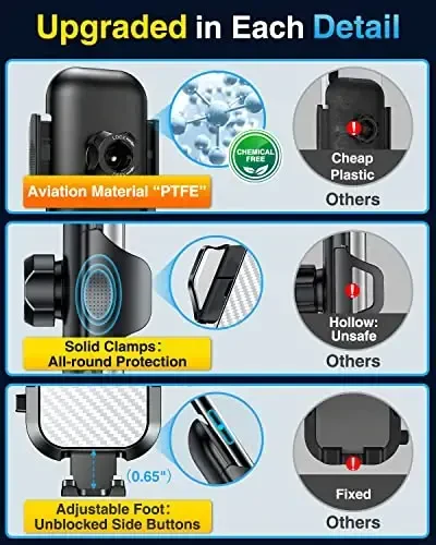 VANMASS Car Phone Holder Mount 2025 Upgraded [Patent Steel-Hook] Car Vent Phone Mount Clip Military-Grade Shockproof Cell Phone Car Mount Handsfree Truck Stand Vent Cradle for iPhone Android,Silvery - 6