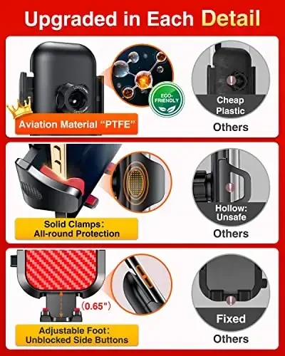 VANMASS Avtomobil telefon ushlagichi 2025 yangilandi [Patent po'lat ilgak] Avtomobil shamollatish telefon ushlagichi harbiy darajadagi zarbga chidamli mobil telefon avtomobil ushlagichi qo'lsiz yuk mashinasi stendi shamollatish iPhone 16 Android uchun tayanch, Qizil - 4