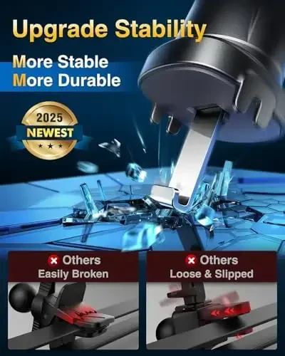 VANMASS Car Phone Holder Mount 2025 Upgraded [Patent Steel-Hook] Car Vent Phone Mount Clip Military-Grade Shockproof Cell Phone Car Mount Handsfree Truck Stand Vent Cradle for iPhone 16 Android,Blue - 2