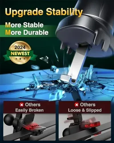 VANMASS Car Phone Holder Mount 2025 Upgraded [Patent Steel-Hook] Car Vent Phone Mount Clip Military-Grade Shockproof Cell Phone Car Mount Handsfree Truck Stand Vent Cradle for iPhone 16 Android,Green - 2