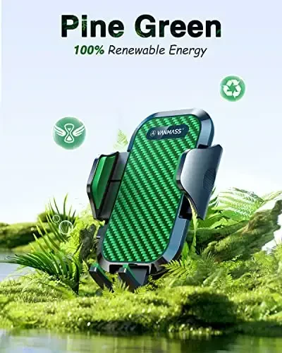 VANMASS Car Phone Holder Mount 2025 Upgraded [Patent Steel-Hook] Car Vent Phone Mount Clip Military-Grade Shockproof Cell Phone Car Mount Handsfree Truck Stand Vent Cradle for iPhone 16 Android,Green - 6