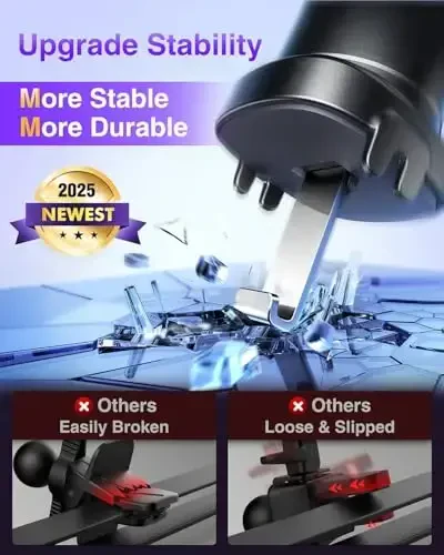 VANMASS Car Phone Holder Mount 2025 Upgraded [Patent Steel-Hook] Car Vent Phone Mount Clip Military-Grade Shockproof Cell Phone Car Mount Handsfree Truck Stand Vent Cradle for iPhone 16 Android,Purple - 2