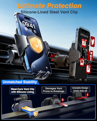 Vanmass Car Phone Mount 2024 Military-Grade Phone Holder for Car Windshield Dashboard【 65 Lbs Strongest Suction】【Patent & Safety Certs】Universal Cell Phone Mount for iPhone Samsung Android Smartphones - 2