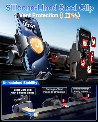 Vanmass Car Phone Mount 2024 Military-Grade Phone Holder for Car Windshield Dashboard【 65 Lbs Strongest Suction】【Patent & Safety Certs】Universal Cell Phone Mount for iPhone Samsung Android Smartphones - 5