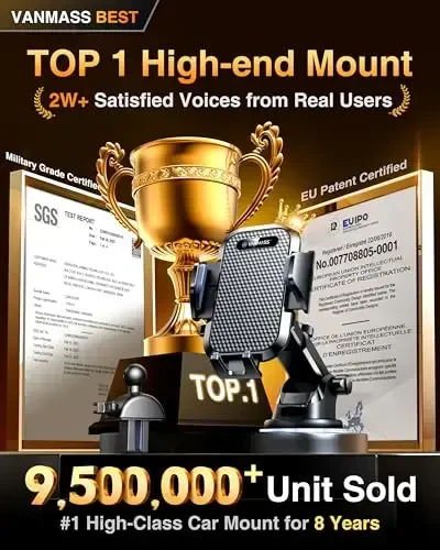 Vanmass Car Phone Mount 2024 Military-Grade Phone Holder for Car Windshield Dashboard【 65 Lbs Strongest Suction】【Patent & Safety Certs】Universal Cell Phone Mount for iPhone Samsung Android Smartphones - 3