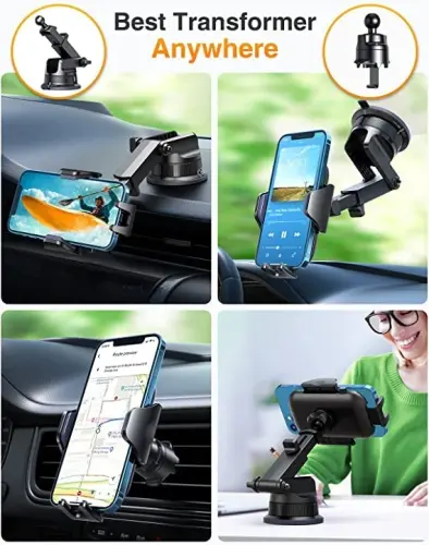 VANMASS [True Military-Grade] Car Phone Holder [Best Suction & Clip] Cell Phone Mount for Dashboard Windshield Vent Truck Cradle Dash Stand for iPhone 15 Pro Max 14 13 12 Android, White - 3