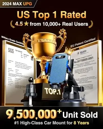 VANMASS [True Military-Grade] Car Phone Holder [Best Suction & Clip] Cell Phone Mount for Dashboard Windshield Vent Truck Cradle Dash Stand for iPhone 15 Pro Max 14 13 12 Android, Blue - VANMASS (1)