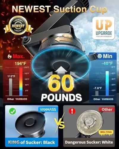 VANMASS [Haqiqiy harbiy darajadagi] Avtomobil telefon ushlagichi [Eng kuchli so‘rg‘ich va qisqich] Asboblar paneli, old oyna, shamollatish teshigi, yuk mashinalari uchun telefon o‘rnatgichi, iPhone 15 14 13 12 Android uchun tayanch, yashil - 4