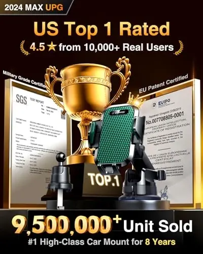 VANMASS [Haqiqiy harbiy darajadagi] Avtomobil telefon ushlagichi [Eng kuchli so‘rg‘ich va qisqich] Asboblar paneli, old oyna, shamollatish teshigi, yuk mashinalari uchun telefon o‘rnatgichi, iPhone 15 14 13 12 Android uchun tayanch, yashil - 2