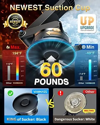VANMASS [Haqiqiy harbiy darajadagi] Avtomobil telefon ushlagichi [Eng yaxshi so'rish va qisqich] Mobil telefon o'rnatgichi Asboblar paneli, Oyna, Ventilyatsiya, Yuk mashinasi beshigi iPhone 15 Pro Max 14 13 12 Android uchun Dash stendi, Moviy - 4