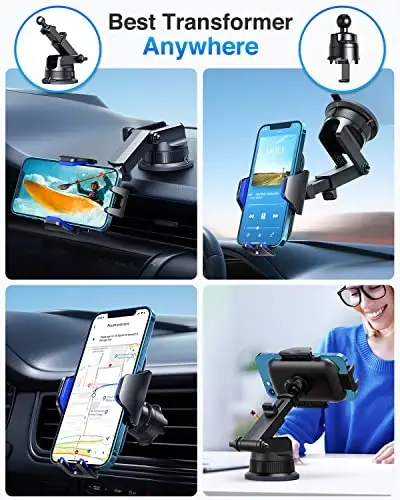 VANMASS [Haqiqiy harbiy darajadagi] Avtomobil telefon ushlagichi [Eng yaxshi so'rish va qisqich] Mobil telefon o'rnatgichi Asboblar paneli, Oyna, Ventilyatsiya, Yuk mashinasi beshigi iPhone 15 Pro Max 14 13 12 Android uchun Dash stendi, Moviy - 3