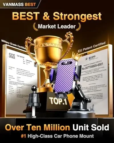 VANMASS Mashinalaringiz uchun Telefon Uskunalari 2025 Ultimate Telefon O'rnatish Harbiy Sifatli Oyna Paneli Vent 【Eng yangi Eng yaxshi Eng kuchli】 iPhone 16 Pro Max 15 Samsung Android uchun uyali telefon Mashina O'rnatish, Binafsha - 3