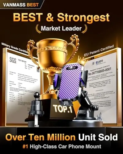 VANMASS Mashinalaringiz uchun Telefon Uskunalari 2025 Ultimate Telefon O'rnatish Harbiy Sifatli Oyna Paneli Vent 【Eng yangi Eng yaxshi Eng kuchli】 iPhone 16 Pro Max 15 Samsung Android uchun uyali telefon Mashina O'rnatish, Binafsha - 4