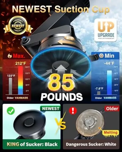 VANMASS [Pro Version] Universal Car Phone Mount [Super Suction Cup] Dashboard Phone Holder, Handsfree Windshield Dash Vent Phone Holder Car, Compatible for iPhone 16 15 14 13 Samsung LG & Truck,Green - 2