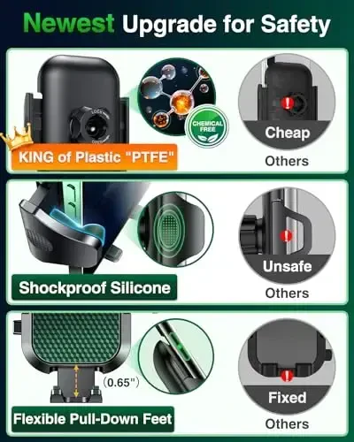 VANMASS [Pro Version] Universal Car Phone Mount [Super Suction Cup] Dashboard Phone Holder, Handsfree Windshield Dash Vent Phone Holder Car, Compatible for iPhone 15 14 13 12 Samsung LG & Truck, Green - 6