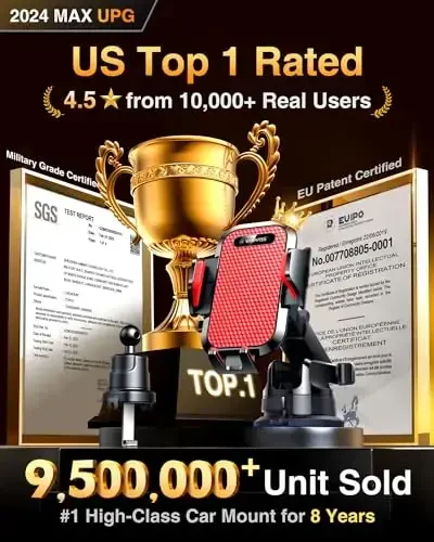 VANMASS [True Military-Grade] Car Phone Holder [Best Suction & Clip] Cell Phone Mount for Dashboard Windshield Vent Truck Cradle Dash Stand for iPhone 15 Pro Max 14 13 12 Android, Red - VANMASS (1)