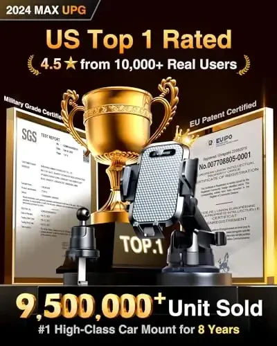 VANMASS [True Military-Grade] Car Phone Holder [Best Suction & Clip] Cell Phone Mount for Dashboard Windshield Vent Truck Cradle Dash Stand for iPhone 15 Pro Max 14 13 12 Android, White - 2